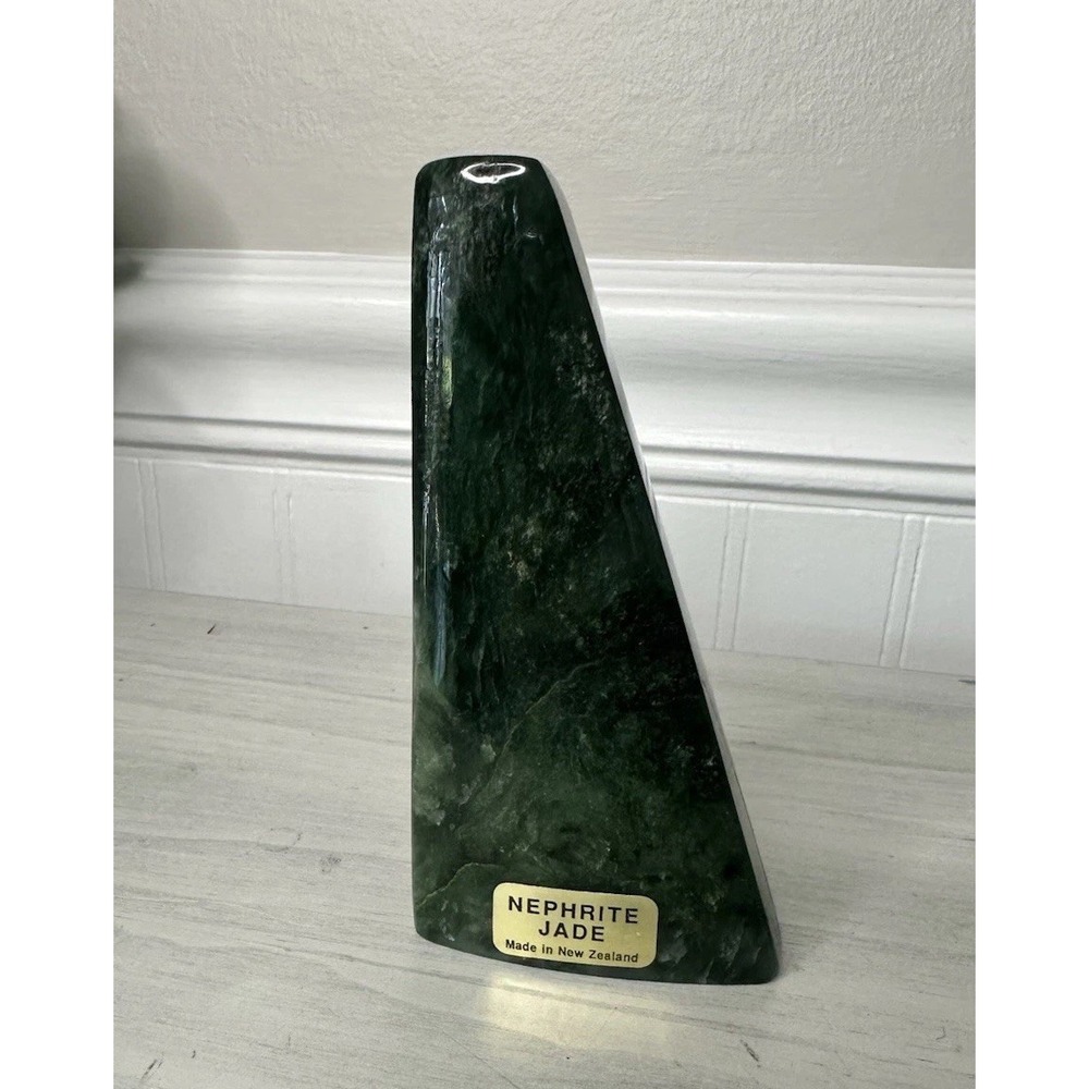 Nephrite Jade Triangular Paperweight 273 Grams New Zealand